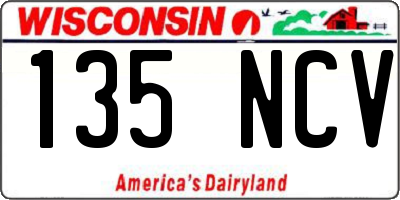 WI license plate 135NCV