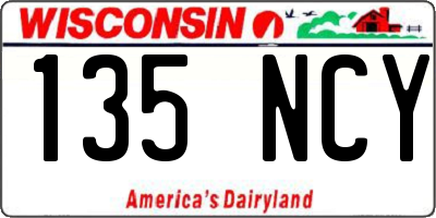 WI license plate 135NCY