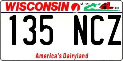 WI license plate 135NCZ