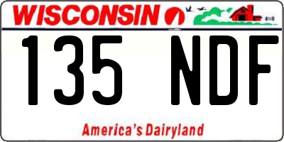 WI license plate 135NDF