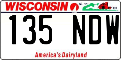 WI license plate 135NDW
