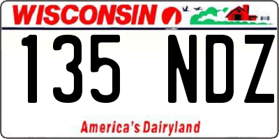WI license plate 135NDZ