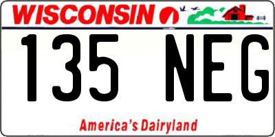 WI license plate 135NEG