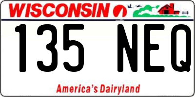 WI license plate 135NEQ