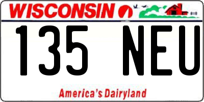 WI license plate 135NEU