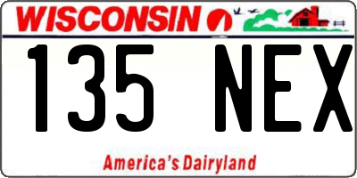 WI license plate 135NEX