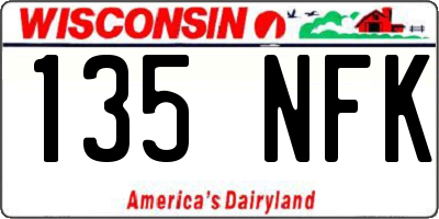 WI license plate 135NFK