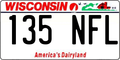 WI license plate 135NFL