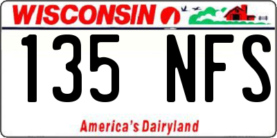 WI license plate 135NFS