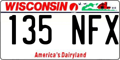 WI license plate 135NFX