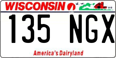 WI license plate 135NGX