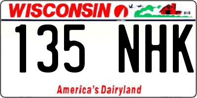 WI license plate 135NHK