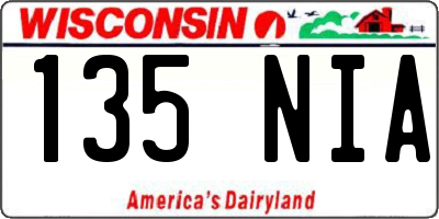 WI license plate 135NIA