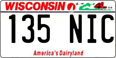 WI license plate 135NIC