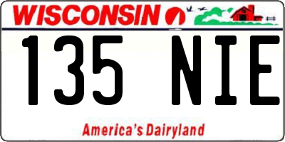 WI license plate 135NIE