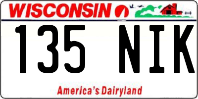 WI license plate 135NIK