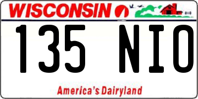 WI license plate 135NIO