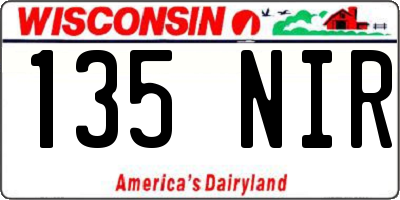 WI license plate 135NIR