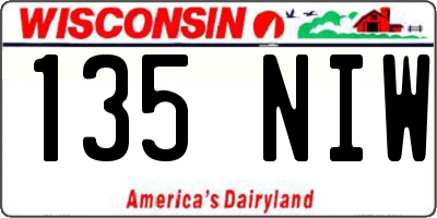 WI license plate 135NIW