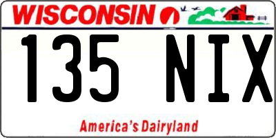 WI license plate 135NIX