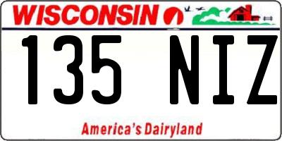 WI license plate 135NIZ