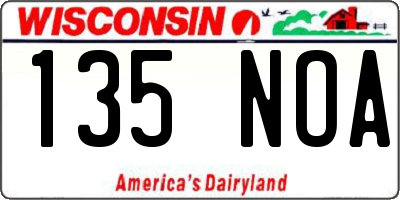 WI license plate 135NOA
