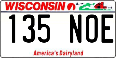 WI license plate 135NOE