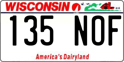 WI license plate 135NOF