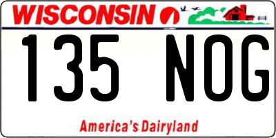 WI license plate 135NOG