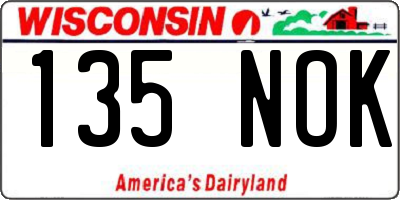 WI license plate 135NOK