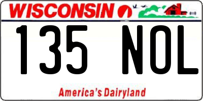 WI license plate 135NOL