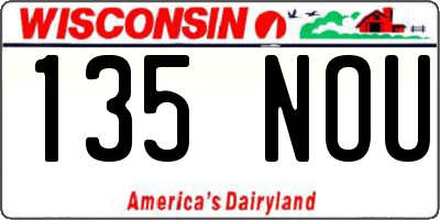 WI license plate 135NOU