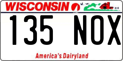 WI license plate 135NOX