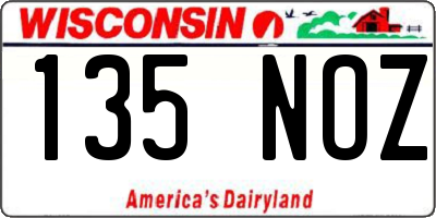 WI license plate 135NOZ