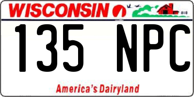 WI license plate 135NPC