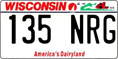 WI license plate 135NRG
