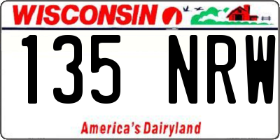 WI license plate 135NRW