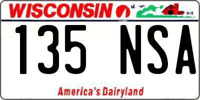 WI license plate 135NSA