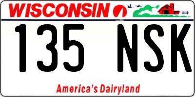 WI license plate 135NSK