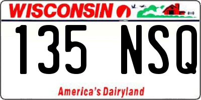WI license plate 135NSQ