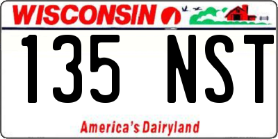 WI license plate 135NST