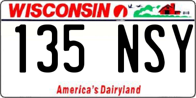 WI license plate 135NSY