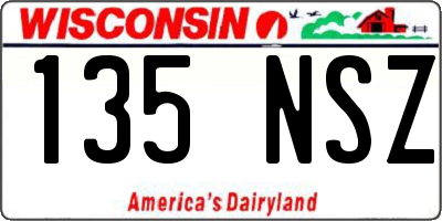 WI license plate 135NSZ