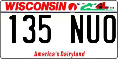 WI license plate 135NUO