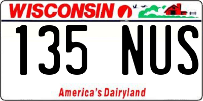 WI license plate 135NUS