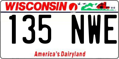 WI license plate 135NWE
