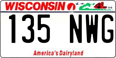 WI license plate 135NWG