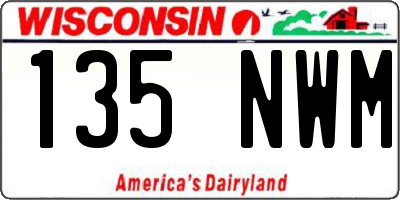 WI license plate 135NWM