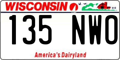 WI license plate 135NWO
