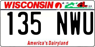 WI license plate 135NWU